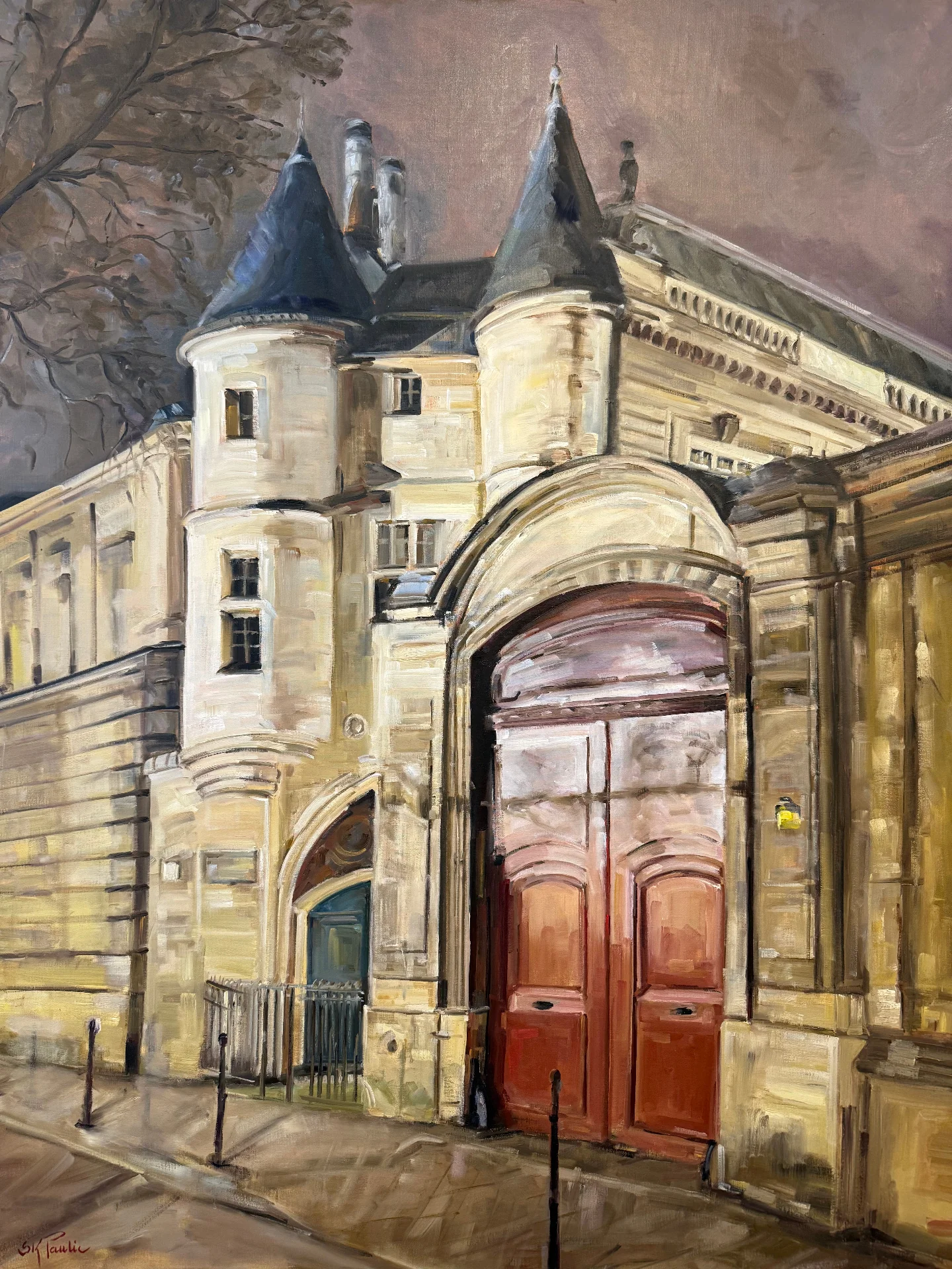 Peinture à l'huile d'un hôtel particulier du Marais, à proximité de l'agence Beaulieu Habitat Concept